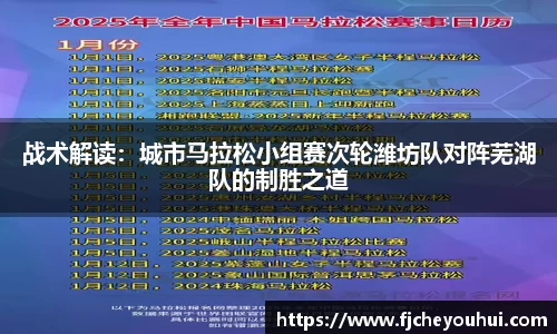 战术解读：城市马拉松小组赛次轮潍坊队对阵芜湖队的制胜之道